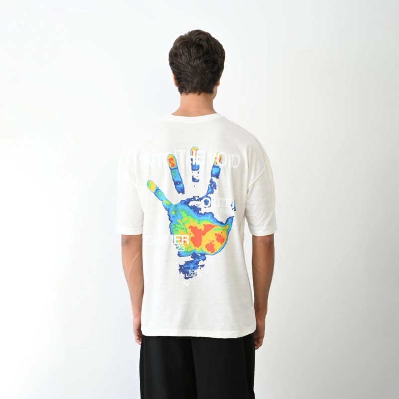 Erkek Kısa Kol Yazlık Tişört Bisiklet Yaka Baskılı Oversize T-Shirt - Beyaz Erkek Kısa Kol Yazlık Tişört Bisiklet Yaka Baskılı Oversize T-Shirt - Beyaz