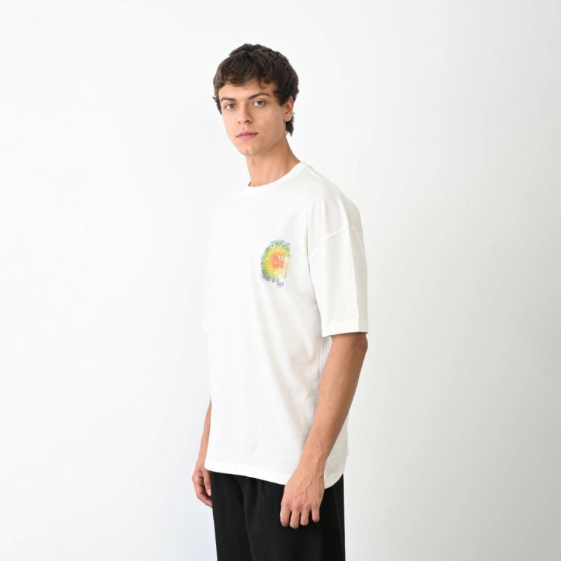 Erkek Kısa Kol Yazlık Tişört Bisiklet Yaka Baskılı Oversize T-Shirt - Beyaz Erkek Kısa Kol Yazlık Tişört Bisiklet Yaka Baskılı Oversize T-Shirt - Beyaz