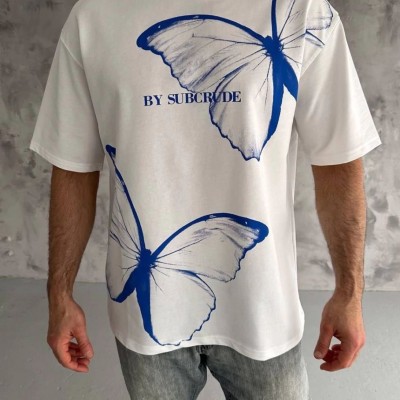 Erkek Kısa Kol Yazlık Tişört Bisiklet Yaka Baskılı Oversize T-Shirt - Beyaz Erkek Kısa Kol Yazlık Tişört Bisiklet Yaka Baskılı Oversize T-Shirt - Beyaz
