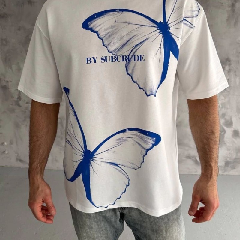 Erkek Kısa Kol Yazlık Tişört Bisiklet Yaka Baskılı Oversize T-Shirt - Beyaz Erkek Kısa Kol Yazlık Tişört Bisiklet Yaka Baskılı Oversize T-Shirt - Beyaz