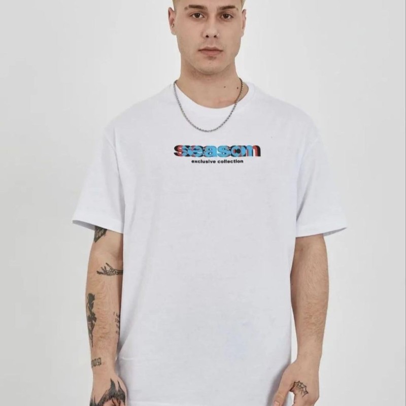 Erkek Kısa Kol Yazlık Tişört Bisiklet Yaka Baskılı Oversize T-Shirt - Beyaz Erkek Kısa Kol Yazlık Tişört Bisiklet Yaka Baskılı Oversize T-Shirt - Beyaz