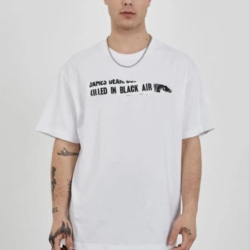 Erkek Kısa Kol Yazlık Tişört Bisiklet Yaka Baskılı Oversize T-Shirt - Beyaz