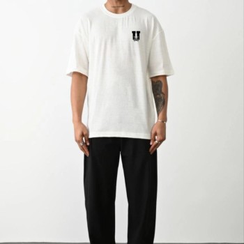 Erkek Kısa Kol Yazlık Tişört Bisiklet Yaka Baskılı Oversize T-Shirt - Beyaz Erkek Kısa Kol Yazlık Tişört Bisiklet Yaka Baskılı Oversize T-Shirt - Beyaz