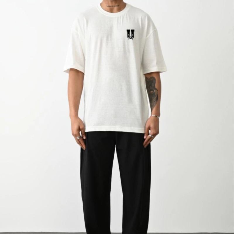 Erkek Kısa Kol Yazlık Tişört Bisiklet Yaka Baskılı Oversize T-Shirt - Beyaz Erkek Kısa Kol Yazlık Tişört Bisiklet Yaka Baskılı Oversize T-Shirt - Beyaz
