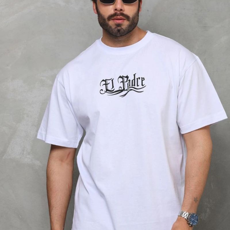 Erkek Kısa Kol Yazlık Tişört Bisiklet Yaka Baskılı Oversize T-Shirt - Beyaz Erkek Kısa Kol Yazlık Tişört Bisiklet Yaka Baskılı Oversize T-Shirt - Beyaz