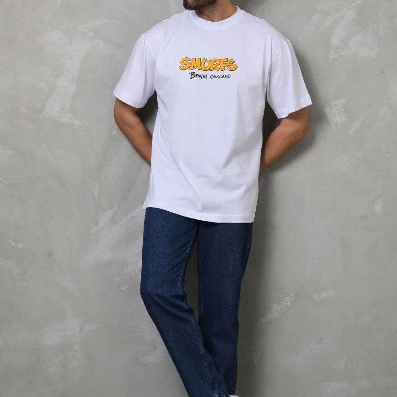Erkek Kısa Kol Yazlık Tişört Bisiklet Yaka Baskılı Oversize T-Shirt - Beyaz Erkek Kısa Kol Yazlık Tişört Bisiklet Yaka Baskılı Oversize T-Shirt - Beyaz