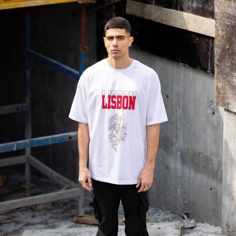 Erkek Kısa Kol Yazlık Tişört Bisiklet Yaka Baskılı Oversize T-Shirt - Beyaz Erkek Kısa Kol Yazlık Tişört Bisiklet Yaka Baskılı Oversize T-Shirt - Beyaz