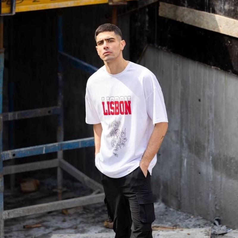 Erkek Kısa Kol Yazlık Tişört Bisiklet Yaka Baskılı Oversize T-Shirt - Beyaz Erkek Kısa Kol Yazlık Tişört Bisiklet Yaka Baskılı Oversize T-Shirt - Beyaz