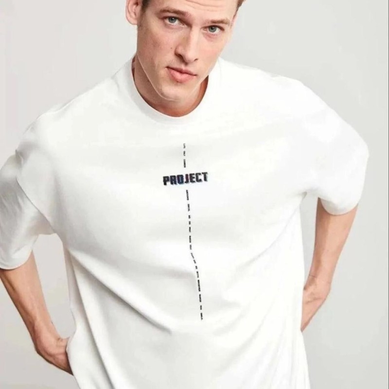 Erkek Kısa Kol Yazlık Tişört Bisiklet Yaka Baskılı Oversize T-Shirt - Beyaz Erkek Kısa Kol Yazlık Tişört Bisiklet Yaka Baskılı Oversize T-Shirt - Beyaz