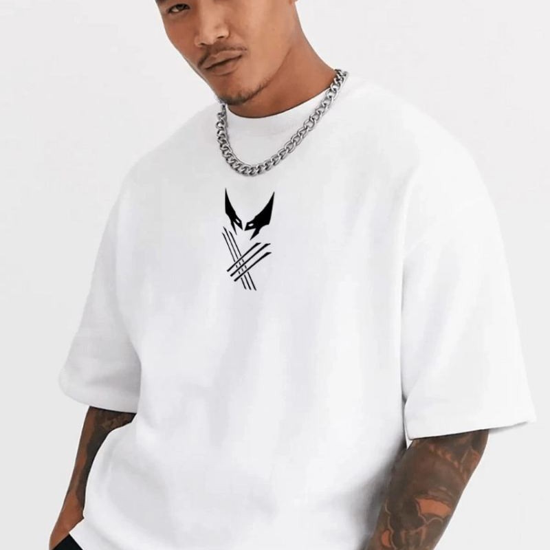 Erkek Kısa Kol Yazlık Tişört Bisiklet Yaka Baskılı Oversize T-Shirt - Beyaz Erkek Kısa Kol Yazlık Tişört Bisiklet Yaka Baskılı Oversize T-Shirt - Beyaz