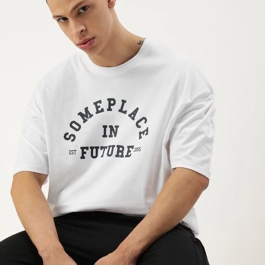 Erkek Kısa Kol Yazlık Tişört Bisiklet Yaka Baskılı Oversize T-Shirt - Beyaz Erkek Kısa Kol Yazlık Tişört Bisiklet Yaka Baskılı Oversize T-Shirt - Beyaz