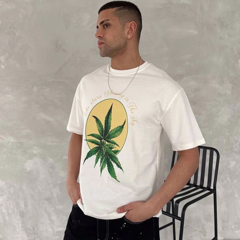 Erkek Kısa Kol Yazlık Tişört Bisiklet Yaka Baskılı Oversize T-Shirt - Beyaz Erkek Kısa Kol Yazlık Tişört Bisiklet Yaka Baskılı Oversize T-Shirt - Beyaz