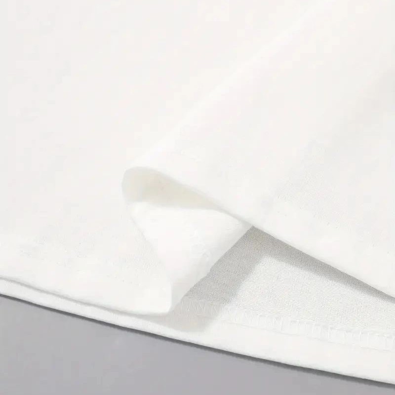 Erkek Kısa Kol Yazlık Tişört Bisiklet Yaka Baskılı Oversize T-Shirt - Beyaz