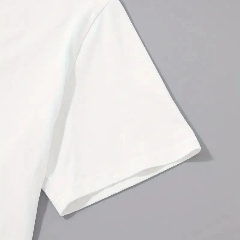 Erkek Kısa Kol Yazlık Tişört Bisiklet Yaka Baskılı Oversize T-Shirt - Beyaz