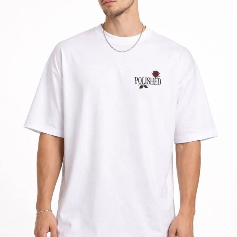 Erkek Kısa Kol Yazlık Tişört Bisiklet Yaka Baskılı Oversize T-Shirt - Beyaz Erkek Kısa Kol Yazlık Tişört Bisiklet Yaka Baskılı Oversize T-Shirt - Beyaz