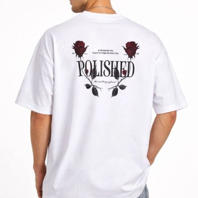 Erkek Kısa Kol Yazlık Tişört Bisiklet Yaka Baskılı Oversize T-Shirt - Beyaz Erkek Kısa Kol Yazlık Tişört Bisiklet Yaka Baskılı Oversize T-Shirt - Beyaz