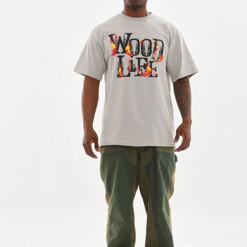 Erkek Kısa Kol Yazlık Tişört Bisiklet Yaka Baskılı Oversize T-Shirt - Gri Erkek Kısa Kol Yazlık Tişört Bisiklet Yaka Baskılı Oversize T-Shirt - Gri