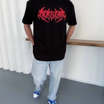 Erkek Kısa Kol Yazlık Tişört Bisiklet Yaka Baskılı Oversize T-Shirt - Siyah Erkek Kısa Kol Yazlık Tişört Bisiklet Yaka Baskılı Oversize T-Shirt - Siyah