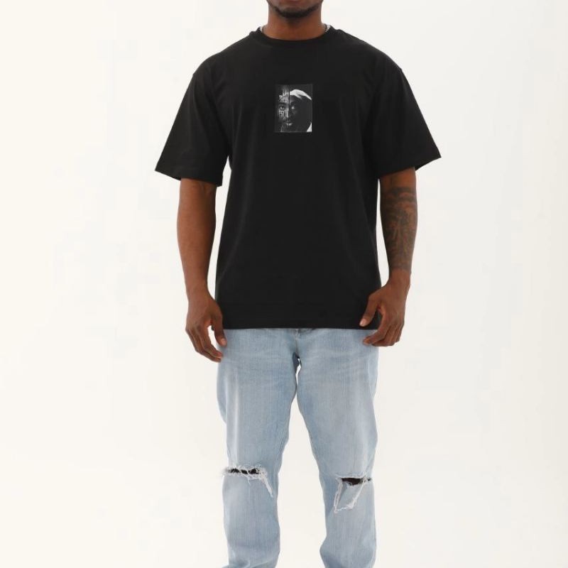 Erkek Kısa Kol Yazlık Tişört Bisiklet Yaka Baskılı Oversize T-Shirt - Siyah Erkek Kısa Kol Yazlık Tişört Bisiklet Yaka Baskılı Oversize T-Shirt - Siyah