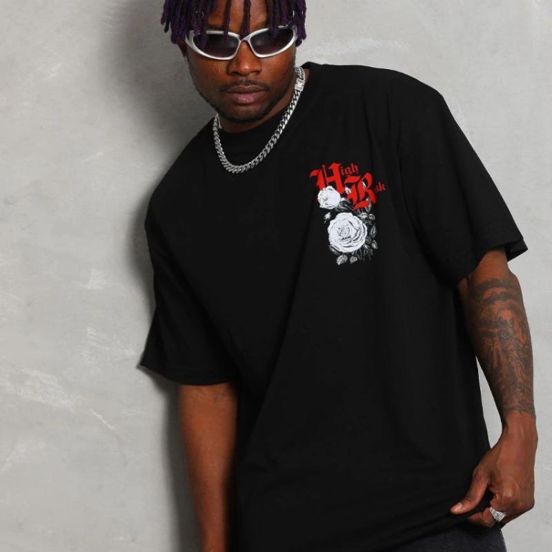 Erkek Kısa Kol Yazlık Tişört Bisiklet Yaka Baskılı Oversize T-Shirt - Siyah Erkek Kısa Kol Yazlık Tişört Bisiklet Yaka Baskılı Oversize T-Shirt - Siyah