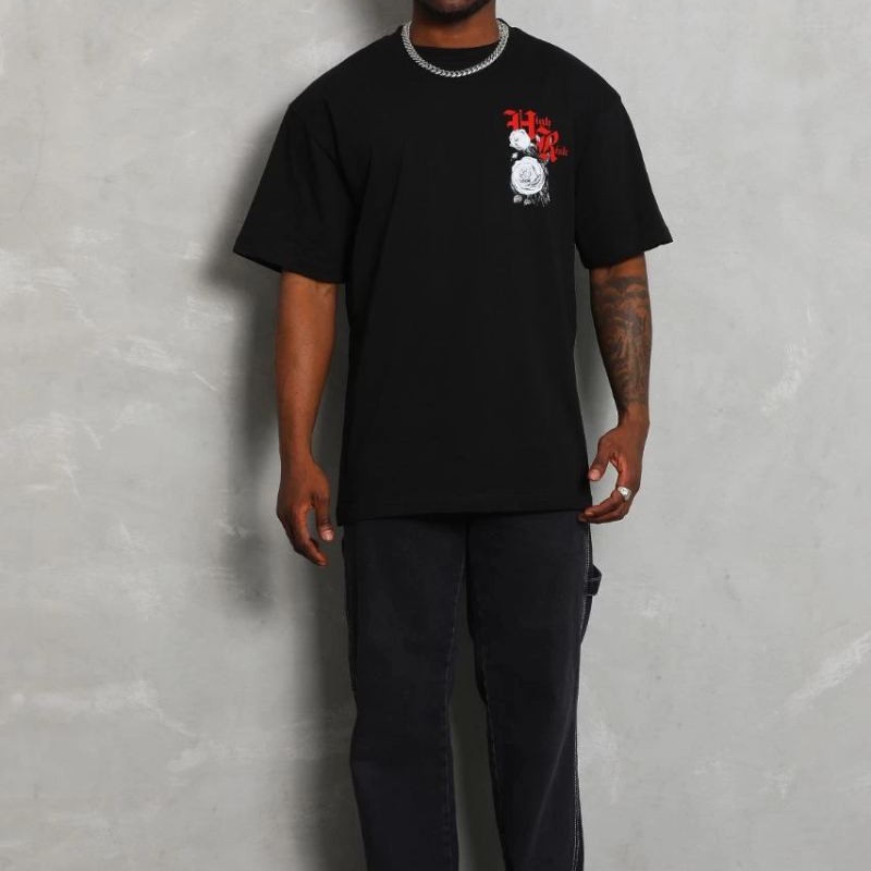Erkek Kısa Kol Yazlık Tişört Bisiklet Yaka Baskılı Oversize T-Shirt - Siyah Erkek Kısa Kol Yazlık Tişört Bisiklet Yaka Baskılı Oversize T-Shirt - Siyah