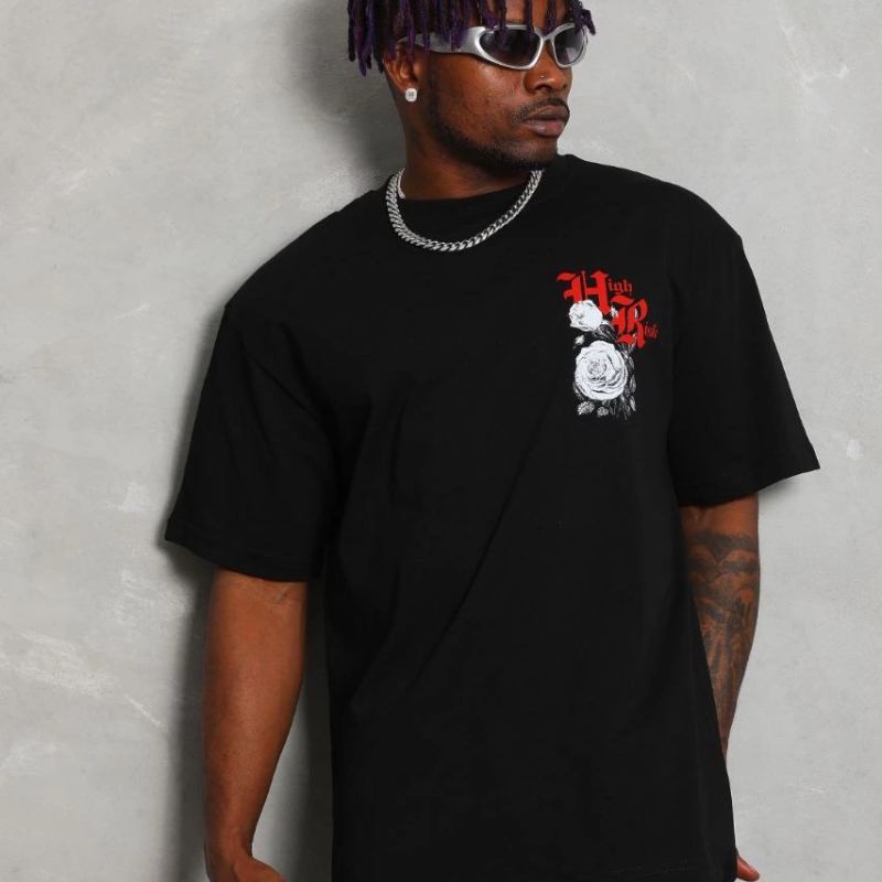 Erkek Kısa Kol Yazlık Tişört Bisiklet Yaka Baskılı Oversize T-Shirt - Siyah Erkek Kısa Kol Yazlık Tişört Bisiklet Yaka Baskılı Oversize T-Shirt - Siyah