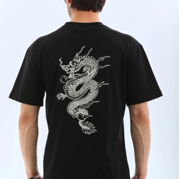 Erkek Kısa Kol Yazlık Tişört Bisiklet Yaka Baskılı Oversize T-Shirt - Siyah Erkek Kısa Kol Yazlık Tişört Bisiklet Yaka Baskılı Oversize T-Shirt - Siyah