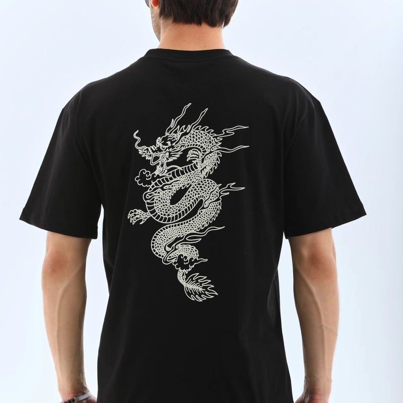 Erkek Kısa Kol Yazlık Tişört Bisiklet Yaka Baskılı Oversize T-Shirt - Siyah Erkek Kısa Kol Yazlık Tişört Bisiklet Yaka Baskılı Oversize T-Shirt - Siyah