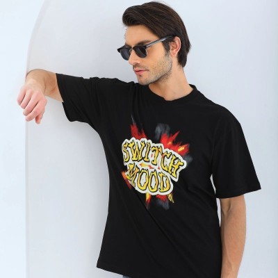 Erkek Kısa Kol Yazlık Tişört Bisiklet Yaka Baskılı Oversize T-Shirt - Siyah Erkek Kısa Kol Yazlık Tişört Bisiklet Yaka Baskılı Oversize T-Shirt - Siyah