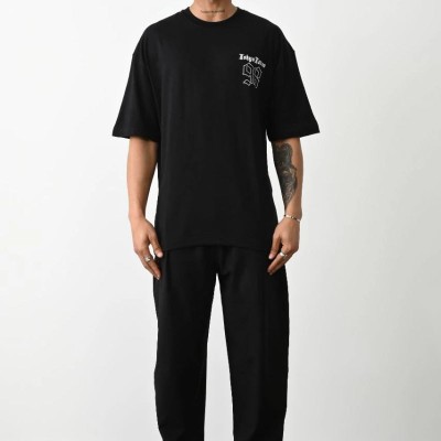 Erkek Kısa Kol Yazlık Tişört Bisiklet Yaka Baskılı Oversize T-Shirt - Siyah Erkek Kısa Kol Yazlık Tişört Bisiklet Yaka Baskılı Oversize T-Shirt - Siyah