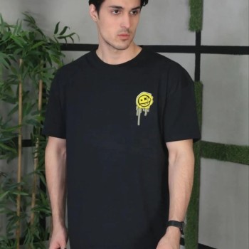 Erkek Kısa Kol Yazlık Tişört Bisiklet Yaka Baskılı Oversize T-Shirt - Siyah Erkek Kısa Kol Yazlık Tişört Bisiklet Yaka Baskılı Oversize T-Shirt - Siyah