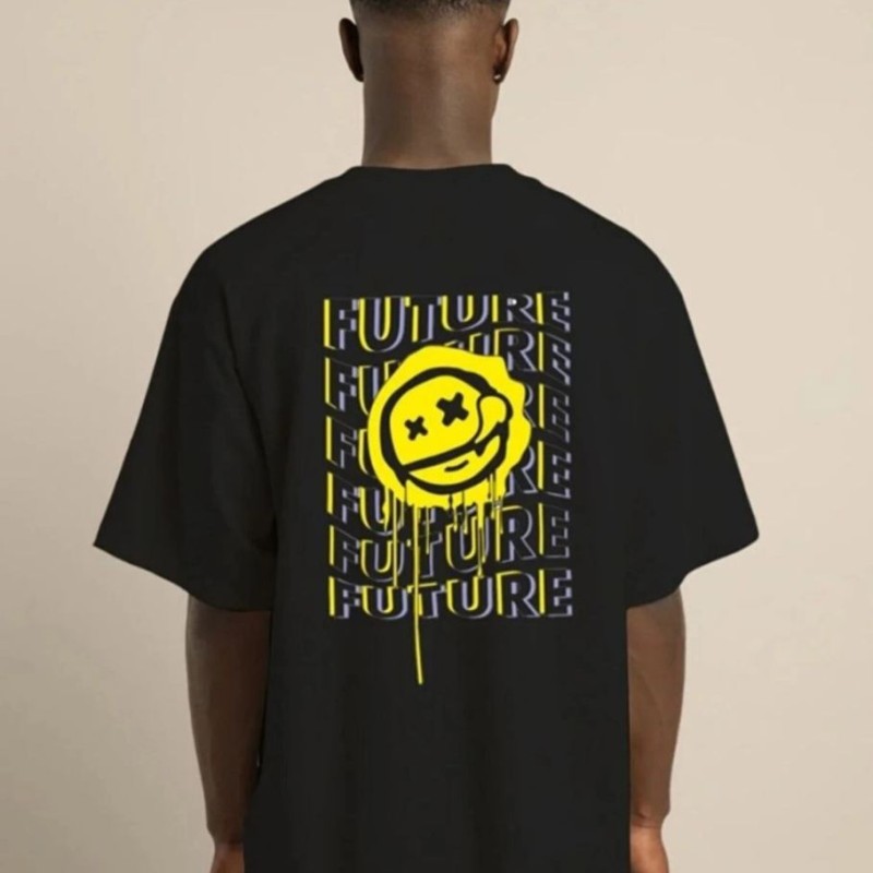Erkek Kısa Kol Yazlık Tişört Bisiklet Yaka Baskılı Oversize T-Shirt - Siyah Erkek Kısa Kol Yazlık Tişört Bisiklet Yaka Baskılı Oversize T-Shirt - Siyah