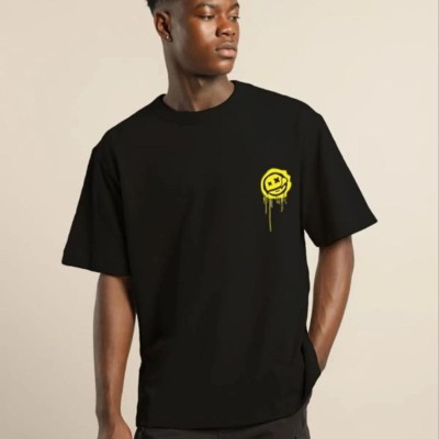 Erkek Kısa Kol Yazlık Tişört Bisiklet Yaka Baskılı Oversize T-Shirt - Siyah Erkek Kısa Kol Yazlık Tişört Bisiklet Yaka Baskılı Oversize T-Shirt - Siyah