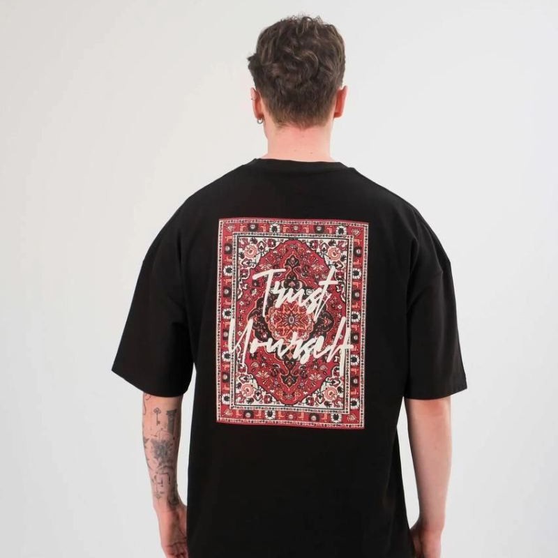 Erkek Kısa Kol Yazlık Tişört Bisiklet Yaka Baskılı Oversize T-Shirt - Siyah Erkek Kısa Kol Yazlık Tişört Bisiklet Yaka Baskılı Oversize T-Shirt - Siyah