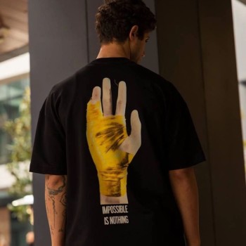 Erkek Kısa Kol Yazlık Tişört Bisiklet Yaka Baskılı Oversize T-Shirt - Siyah Erkek Kısa Kol Yazlık Tişört Bisiklet Yaka Baskılı Oversize T-Shirt - Siyah