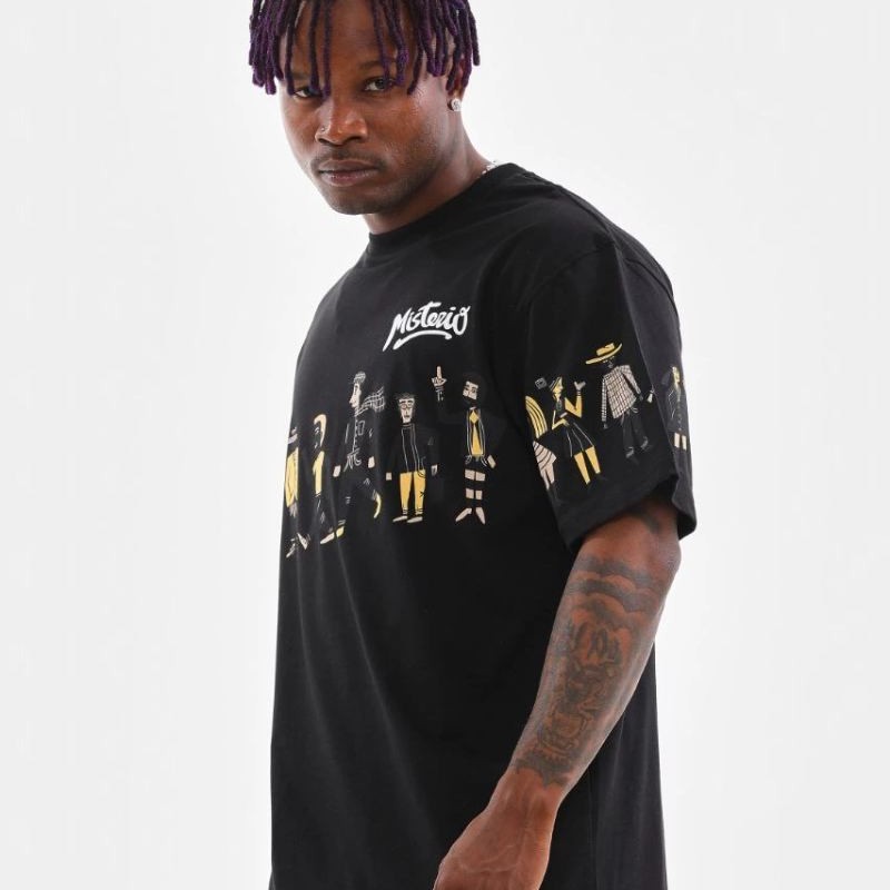 Erkek Kısa Kol Yazlık Tişört Bisiklet Yaka Baskılı Oversize T-Shirt - Siyah Erkek Kısa Kol Yazlık Tişört Bisiklet Yaka Baskılı Oversize T-Shirt - Siyah