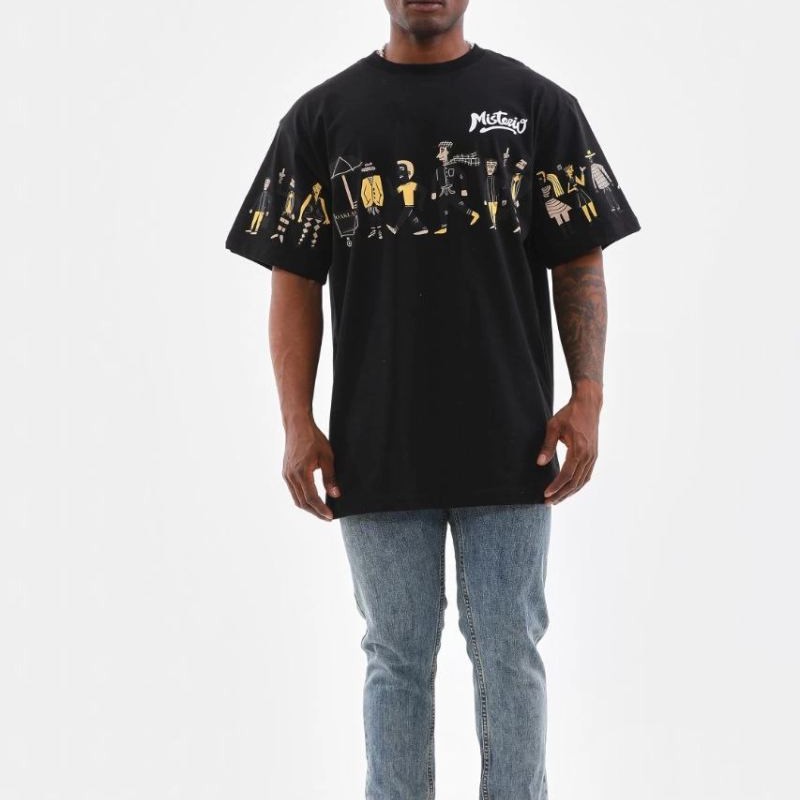 Erkek Kısa Kol Yazlık Tişört Bisiklet Yaka Baskılı Oversize T-Shirt - Siyah Erkek Kısa Kol Yazlık Tişört Bisiklet Yaka Baskılı Oversize T-Shirt - Siyah