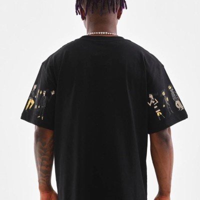 Erkek Kısa Kol Yazlık Tişört Bisiklet Yaka Baskılı Oversize T-Shirt - Siyah Erkek Kısa Kol Yazlık Tişört Bisiklet Yaka Baskılı Oversize T-Shirt - Siyah
