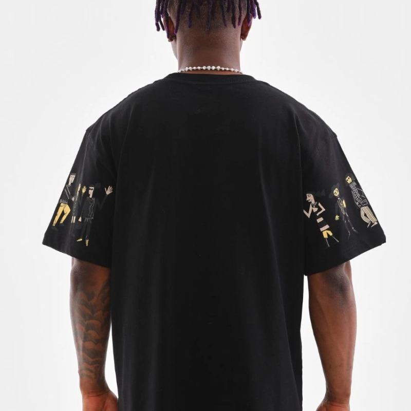 Erkek Kısa Kol Yazlık Tişört Bisiklet Yaka Baskılı Oversize T-Shirt - Siyah Erkek Kısa Kol Yazlık Tişört Bisiklet Yaka Baskılı Oversize T-Shirt - Siyah