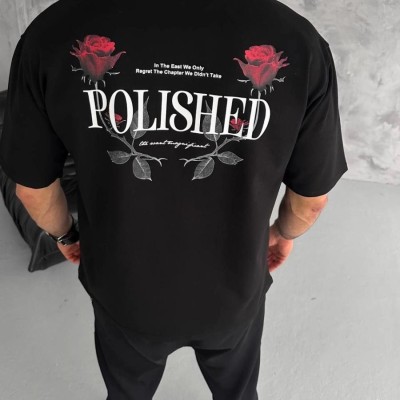 Erkek Kısa Kol Yazlık Tişört Bisiklet Yaka Baskılı Oversize T-Shirt - Siyah Erkek Kısa Kol Yazlık Tişört Bisiklet Yaka Baskılı Oversize T-Shirt - Siyah