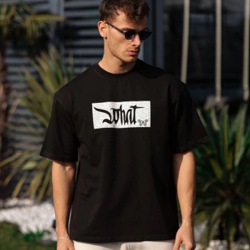 Erkek Kısa Kol Yazlık Tişört Bisiklet Yaka Baskılı Oversize T-Shirt - Siyah Erkek Kısa Kol Yazlık Tişört Bisiklet Yaka Baskılı Oversize T-Shirt - Siyah