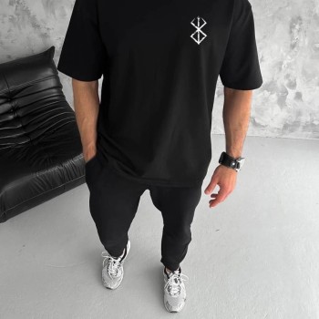 Erkek Kısa Kol Yazlık Tişört Bisiklet Yaka Baskılı Oversize T-Shirt - Siyah Erkek Kısa Kol Yazlık Tişört Bisiklet Yaka Baskılı Oversize T-Shirt - Siyah