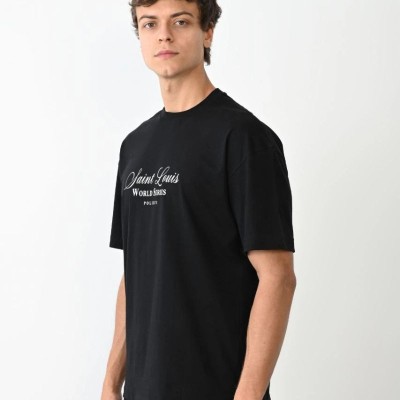 Erkek Kısa Kol Yazlık Tişört Bisiklet Yaka Baskılı Oversize T-Shirt - Siyah Erkek Kısa Kol Yazlık Tişört Bisiklet Yaka Baskılı Oversize T-Shirt - Siyah