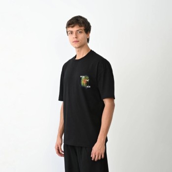 Erkek Kısa Kol Yazlık Tişört Bisiklet Yaka Baskılı Oversize T-Shirt - Siyah Erkek Kısa Kol Yazlık Tişört Bisiklet Yaka Baskılı Oversize T-Shirt - Siyah