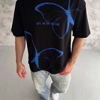 Erkek Kısa Kol Yazlık Tişört Bisiklet Yaka Baskılı Oversize T-Shirt - Siyah Erkek Kısa Kol Yazlık Tişört Bisiklet Yaka Baskılı Oversize T-Shirt - Siyah