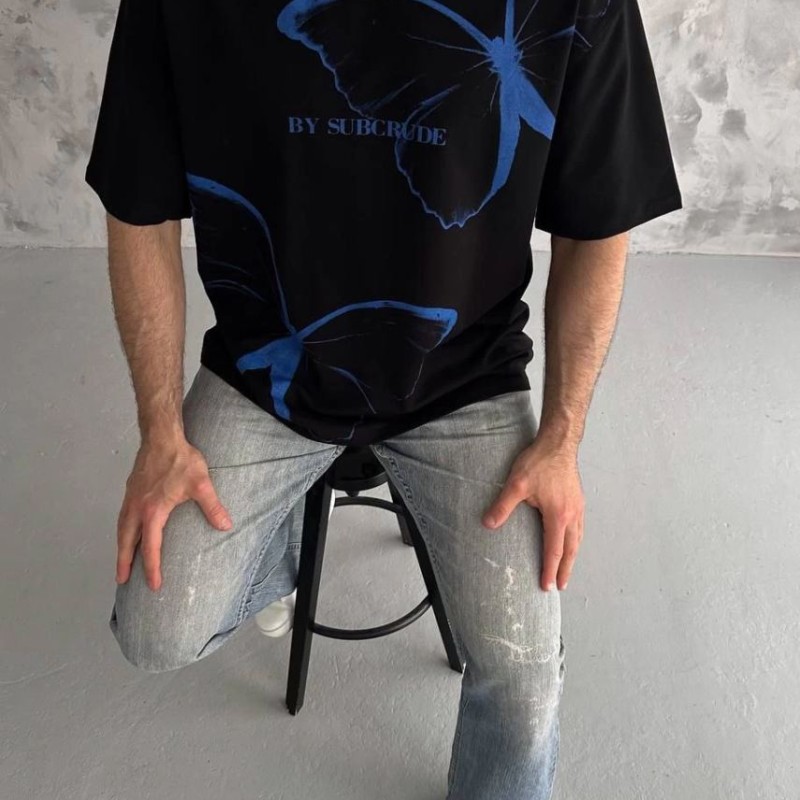 Erkek Kısa Kol Yazlık Tişört Bisiklet Yaka Baskılı Oversize T-Shirt - Siyah Erkek Kısa Kol Yazlık Tişört Bisiklet Yaka Baskılı Oversize T-Shirt - Siyah