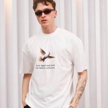 Erkek Kısa Kol Yazlık Tişört Bisiklet Yaka Baskılı Oversize T-Shirt - Siyah Erkek Kısa Kol Yazlık Tişört Bisiklet Yaka Baskılı Oversize T-Shirt - Siyah