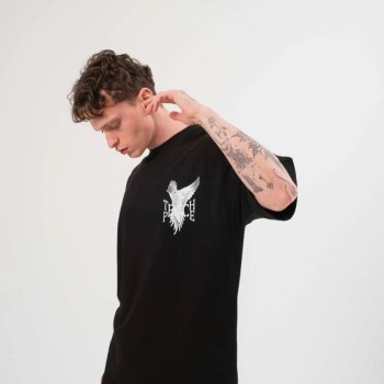 Erkek Kısa Kol Yazlık Tişört Bisiklet Yaka Baskılı Oversize T-Shirt - Siyah Erkek Kısa Kol Yazlık Tişört Bisiklet Yaka Baskılı Oversize T-Shirt - Siyah