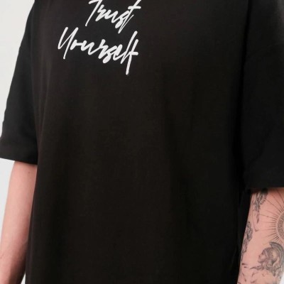 Erkek Kısa Kol Yazlık Tişört Bisiklet Yaka Baskılı Oversize T-Shirt - Siyah Erkek Kısa Kol Yazlık Tişört Bisiklet Yaka Baskılı Oversize T-Shirt - Siyah