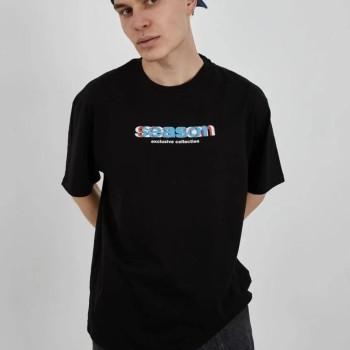 Erkek Kısa Kol Yazlık Tişört Bisiklet Yaka Baskılı Oversize T-Shirt - Siyah Erkek Kısa Kol Yazlık Tişört Bisiklet Yaka Baskılı Oversize T-Shirt - Siyah